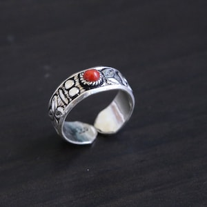 Coral Toe Ring, 925 Toe Ring, Coral Toe Ring,, Silver Toe ring, 925 Silver Toe ring; Knuckle Ring