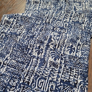 Ethnic Style Cotton and Linen Printed Fabric Clothing Retro Floral, Chinese Style Blue and White Decorative Cloth