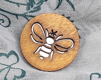 Honey Bee Mirror Brooch, Bee Jewelry, Mothers Day Badges, Wooden Brooch, Wooden Jewelry, Mothers Day Gift,  Wooden Jewelry, Bee gift