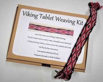 Weaving Kit, Tablet Weaving, Viking Tablet Weaving Kit, Tablet Weaving Kit, Yarn Kit, Card Weaving, Bookmark, Bookmark kit, Craft Kit