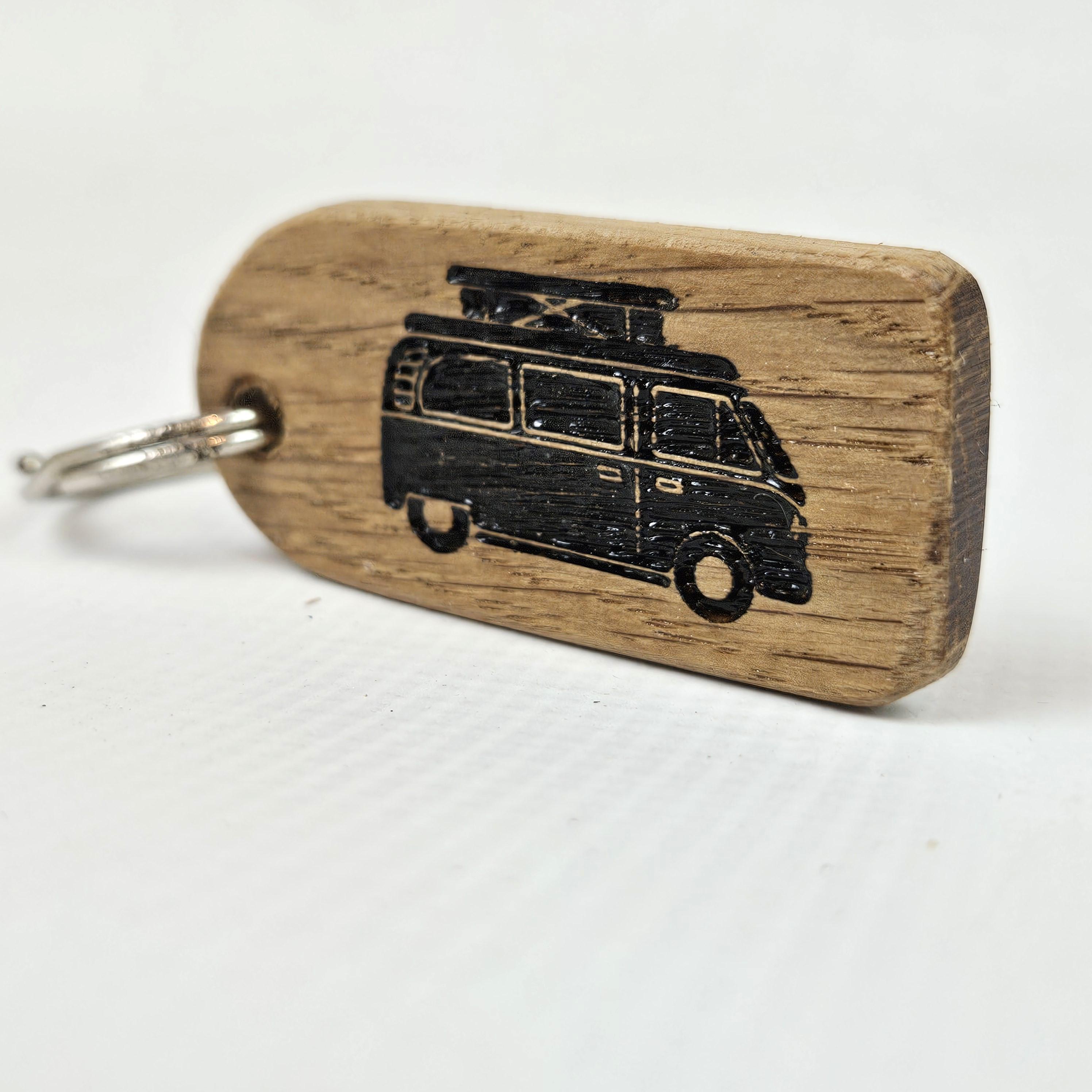 Reclaimed Oak Vintage Camper Key Ring, Upcycled Wood Traditional ...