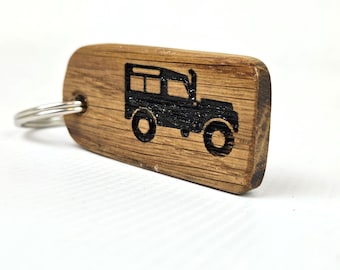 Llavero Land Rover de roble recuperado, llavero de madera reciclada para Defender 90 y 110, llavero de madera reutilizada para puerta de coche todoterreno, Land Rover Driver