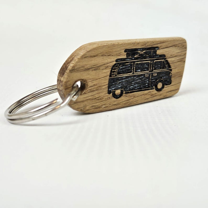 Reclaimed Oak Vintage Camper Key Ring, Upcycled Wood Traditional ...