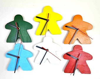 Meeple Wall Clock, Carcassonne, Board Game Wall Clock, Meeples, Wall Clock, Board Games, Games Room, Clock, Wooden Clock, Carcassonne game