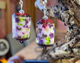 Purple Flower Earrings