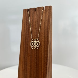 14k Solid Gold Flower of Life Necklace, Gold Flower of Life necklace, Seed of Life Charm Gold, Mandala Sacred Geometry Jewelry