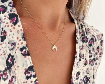 Moon Necklace, Crescent Moon Necklace, Boho Necklace , Gold Moon Necklace, Double Horn Necklace, Dainty Moon Necklace, Celestial,Silver Moon