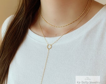 Delicate Lariat Necklace | Gold Lariat Necklace | Rose Gold Lariat Necklace | Y Drop Necklace | Rose Gold Drop Necklace | Delicate Necklace