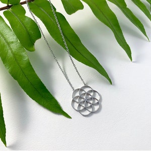 Flower of Life Necklace, Flower of Life necklace, Seed of Life Charm Gold, Mandala Sacred Geometry Jewelry image 5