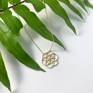 Flower of Life Necklace, Flower of Life necklace, Seed of Life Charm Gold, Mandala Sacred Geometry Jewelry image 6