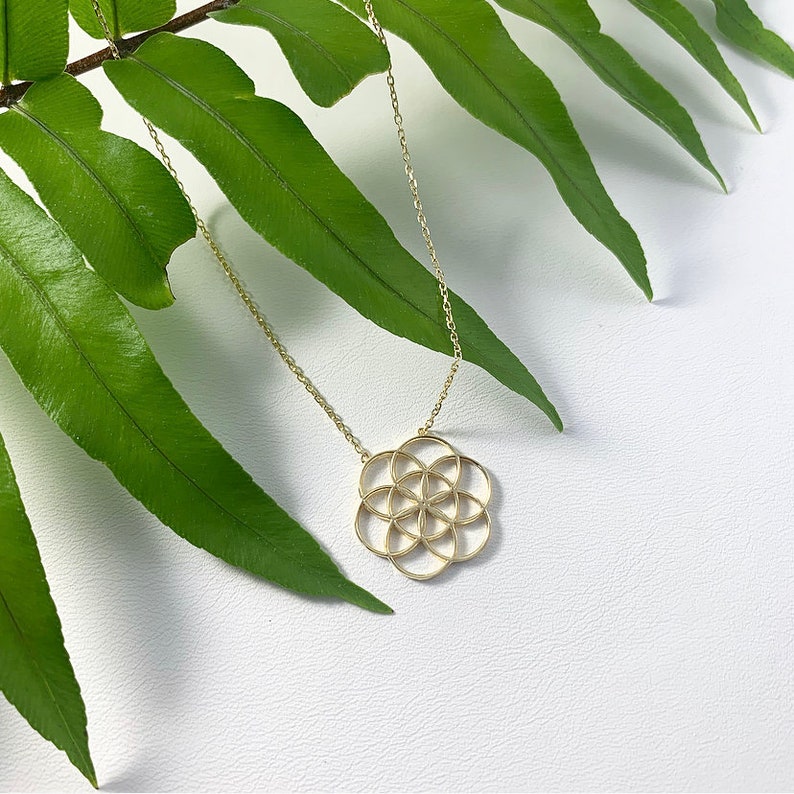 Flower of Life Necklace, Flower of Life necklace, Seed of Life Charm Gold, Mandala Sacred Geometry Jewelry image 6