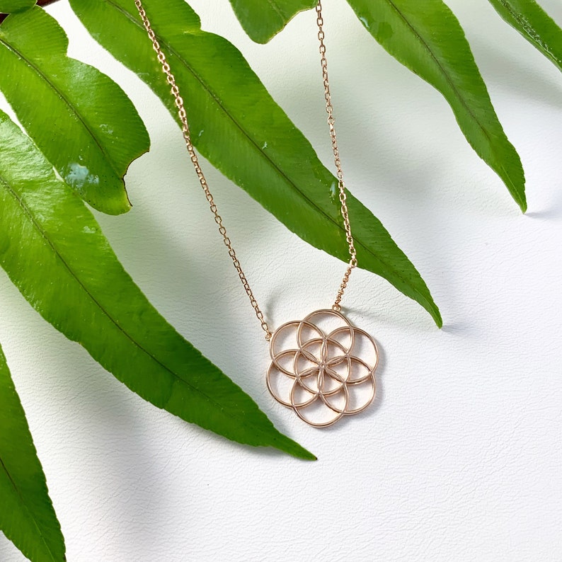 Flower of Life Necklace, Flower of Life necklace, Seed of Life Charm Gold, Mandala Sacred Geometry Jewelry image 4