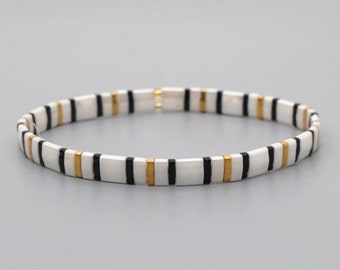 Tila Bracelet | Stacking Bracelet | Flat Bead | Seed Bead | Stretch | Tile | Miyuki | Gift for her | Gift for Mom | Gift for Wife Girlfriend
