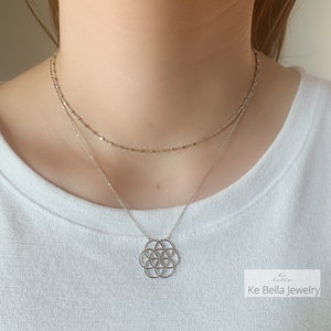 Flower of Life Necklace, Flower of Life necklace, Seed of Life Charm Gold, Mandala Sacred Geometry Jewelry image 3