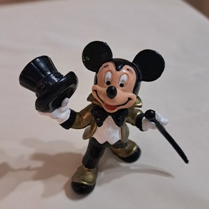 1989 Mickey Mouse figure wearing a gold jacket w/black cane & top hat Bullyland
