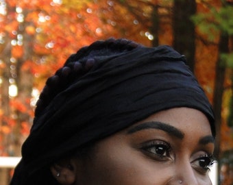 Black silk scarf, softly textured lightweight silk