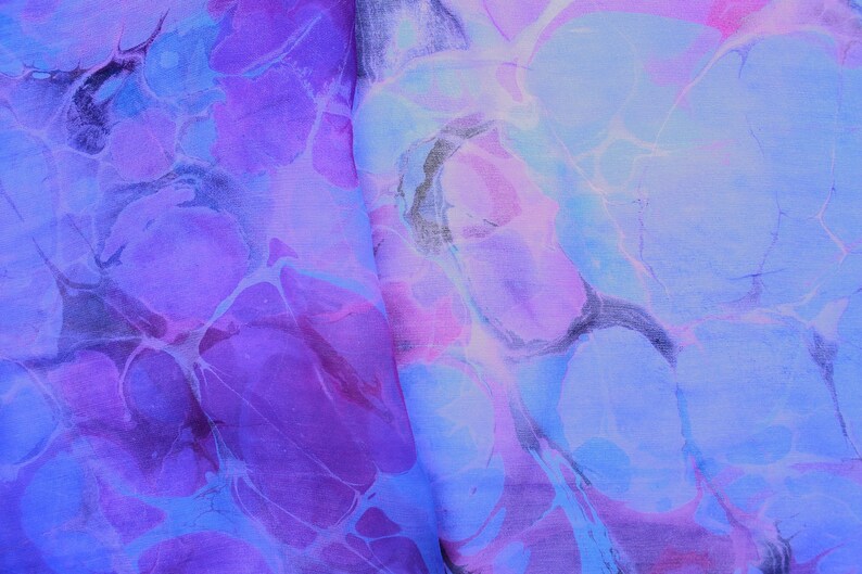 Blue/violet and fuchsia marbled silk scarf, sheer chiffon scarf, women's gift, extra large scarf image 6