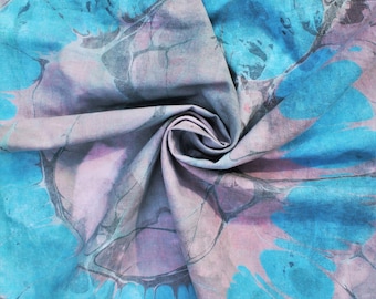 Marbled cotton bandana in pink, grey and blue.