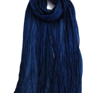 Plain Dark Blue Navy Scarf With Tassels Soft Warm Cosy Plain Dark Blue Navy Scarf With Tassels Soft Warm Cosy