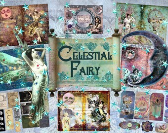 Celestial Junk Journal  Printable Junk Journal Kit  Gypsy Journal    Junk Journal   Bohemian Journal  Vintage Ephemera  Fairy Journal