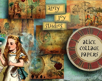 Alice in Wonderland Junk Journal  Digital Collage Sheet  Digital Junk Journal Kit  Printable  Digital Journal Pages  Journal Vintage  Mini