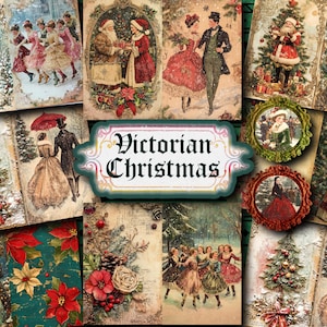 Heerlijke vakantiejunkdagboek - 52 vintage pastelkleurige kerstprintables, kerstrommeldagboek, vintage kersttags, vakantiedagboek