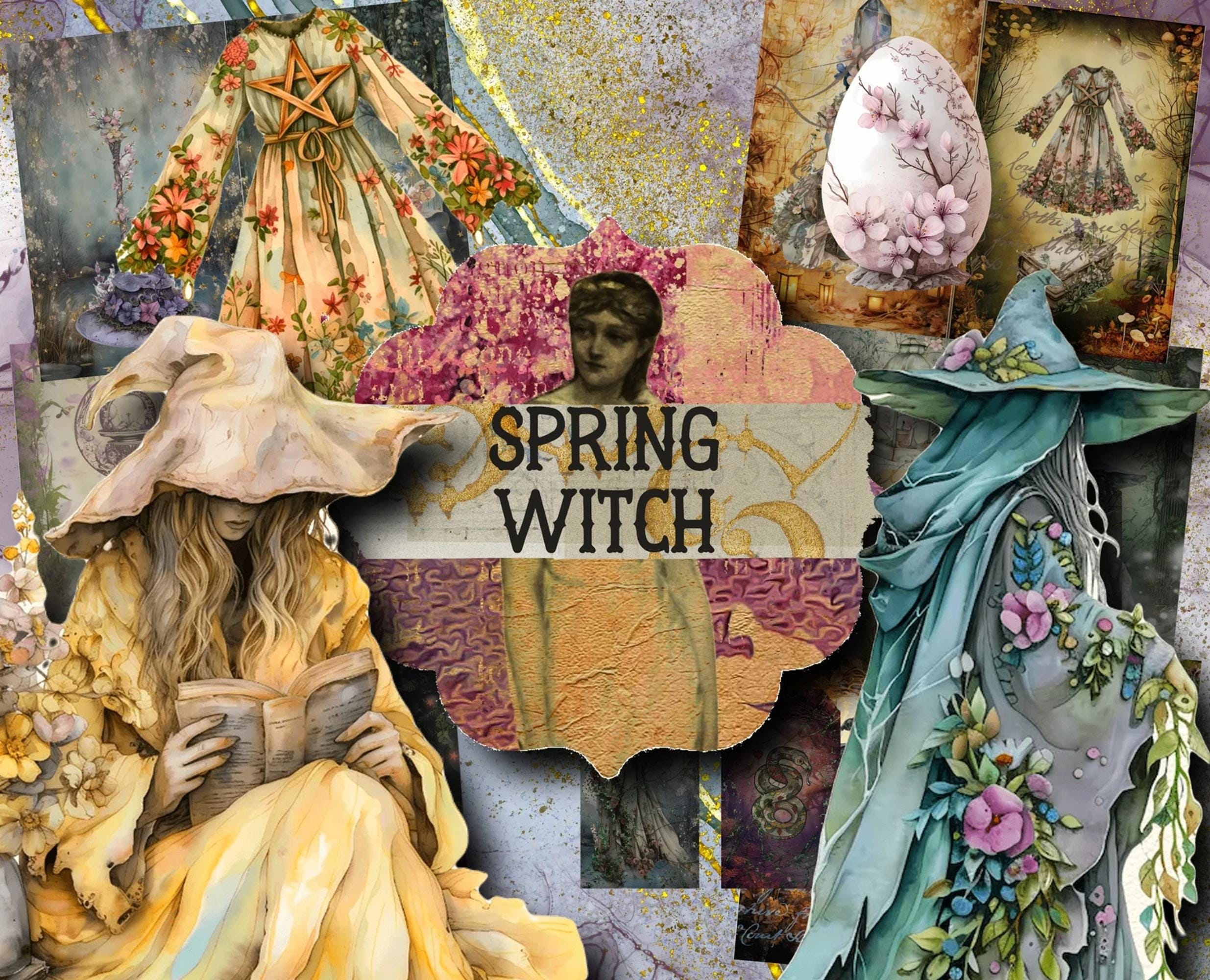 SPRING WITCH  Junk Journal Kit  Junk Journal Printable  Witch Journal  Witch Journal Printable  Grimoire  Vintage Ephemera  Book