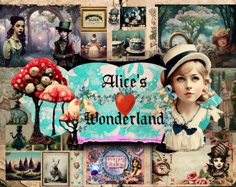 BRAND NEW* Alice in Wonderland *Alice ReImagined*  Alice in Wonderland Journal  Digital Journal Kit  Junk Journal  Vintage Journal