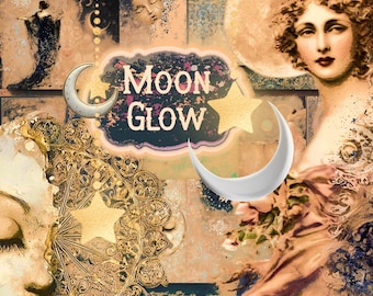 Vintage Moon Junk Journal Kit: Moon Glow Celestial (Digital Download)