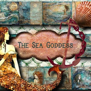 La déesse de la mer, sirène Junk Journal, fantaisiste journal bohème, journal imprimable indésirable, cartes journal sirène, kit journal de la jonque océanique