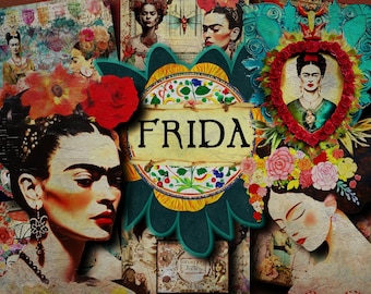 Frida Kahlo Journal  printable journal pages  junk journal kits  DIY journal  Frida khalo  digital journal kit  printable junk journal