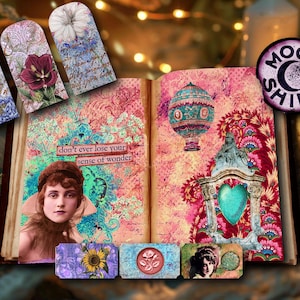 PAQUETE BOHO - Kit de diario basura imprimible inspirado en el art déco - Álbum de recortes boho vintage, etiquetas, boletos y más, paquete de material efímero boho vintage