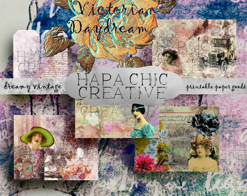 Victorian Daydream Junk Journal Kit Digital Journal Kits Printable Journal Pages Vintage Journal Ephemera Pack Printables Art
