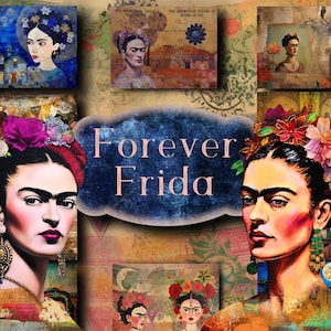 Frida Junk Journal, Frida Kahlo Journal, druckbares Journal, Frida Khalo, Mexiko Journal mexikanische Volkskunst, Decoupage digitales Journal Download