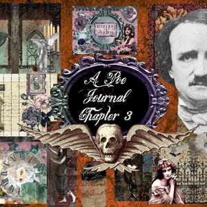 Spooky Poe Digital Kit - Vintage Gothic Halloween Journal, poe journal, raven notebook, edgar allen poe gift, raven journal, nevermore