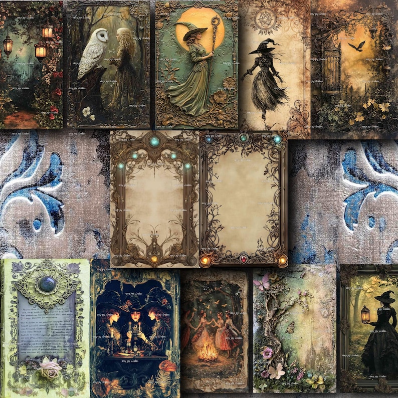 witches grimoire, occult writing, magic journal, witch junk journal, journal pages, witch clipart, witchy junk journal, magical junk journal, forest junk journal, grimoire pages, gothic ephemera, gothic junk journal, witch ephemera,
