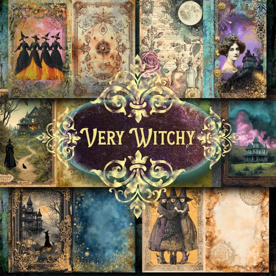 Witch Junk Journal Kit: Grimoire Ephemera, Wiccan Printable (Digital Download, 68 Pieces)
