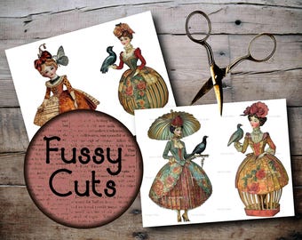 Victorian Paper Dolls: Whimsical Scrapbooking Ephemera (Instant Download)