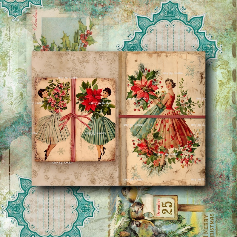 1950s Retro Christmas Junk Journal Kit: Vintage Holiday Printable - Etsy