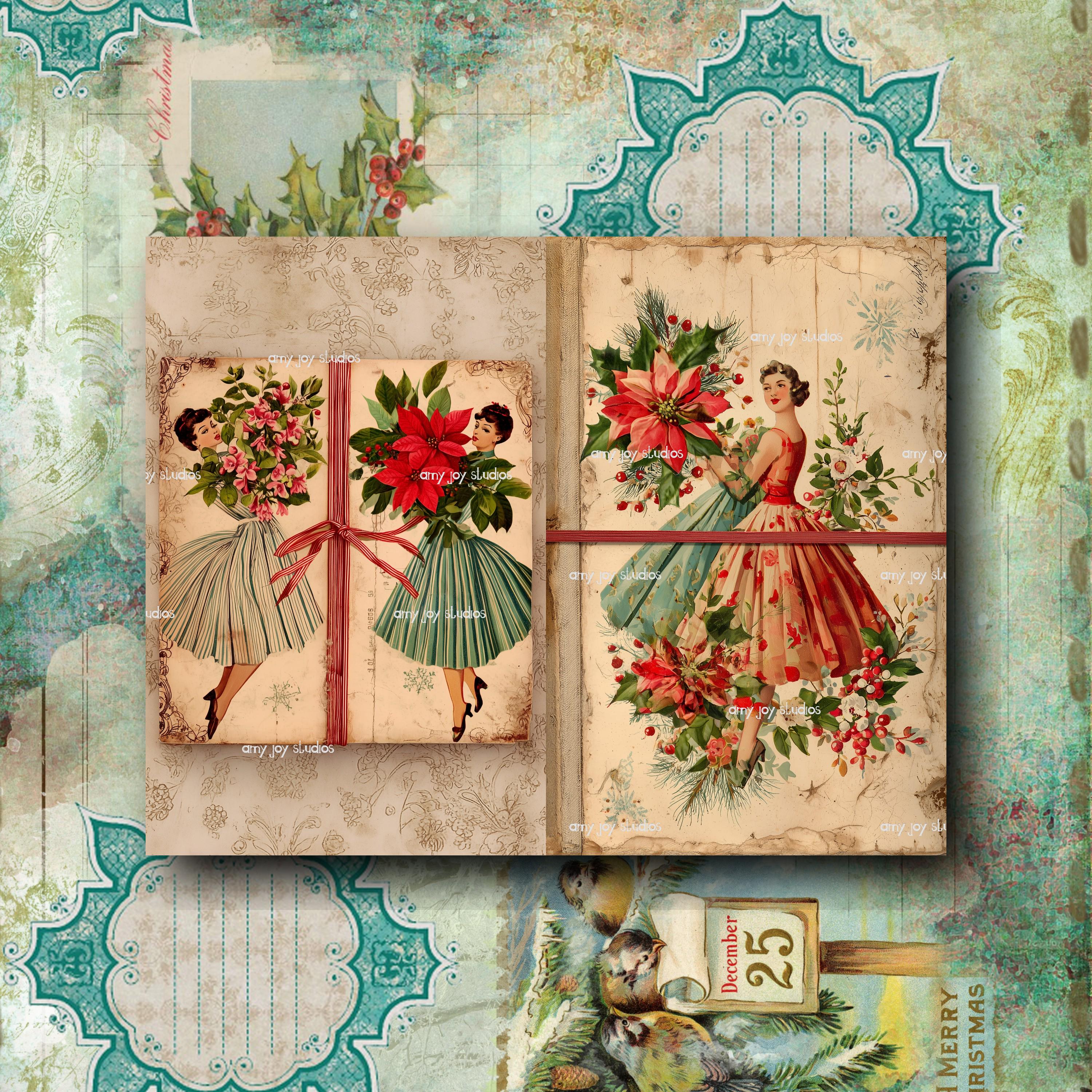 1950s Retro Christmas Junk Journal Kit: Vintage Holiday Printable - Etsy