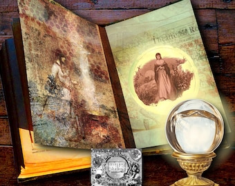 Fortune Teller Junk Journal - Tarot junk journal kit, Astrology Journal, Printable Tarot Ephemera, Ouija Ephemera, junk journal tags, Mystic