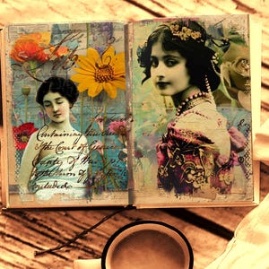 Art Nouveau Journal, Boho Junk Journal Kit, Boho Junk Journal, Vintage Ladies, Boho digitaal papier, Boho-achtergronden, Vrouwen jaren 1920, Bloemen