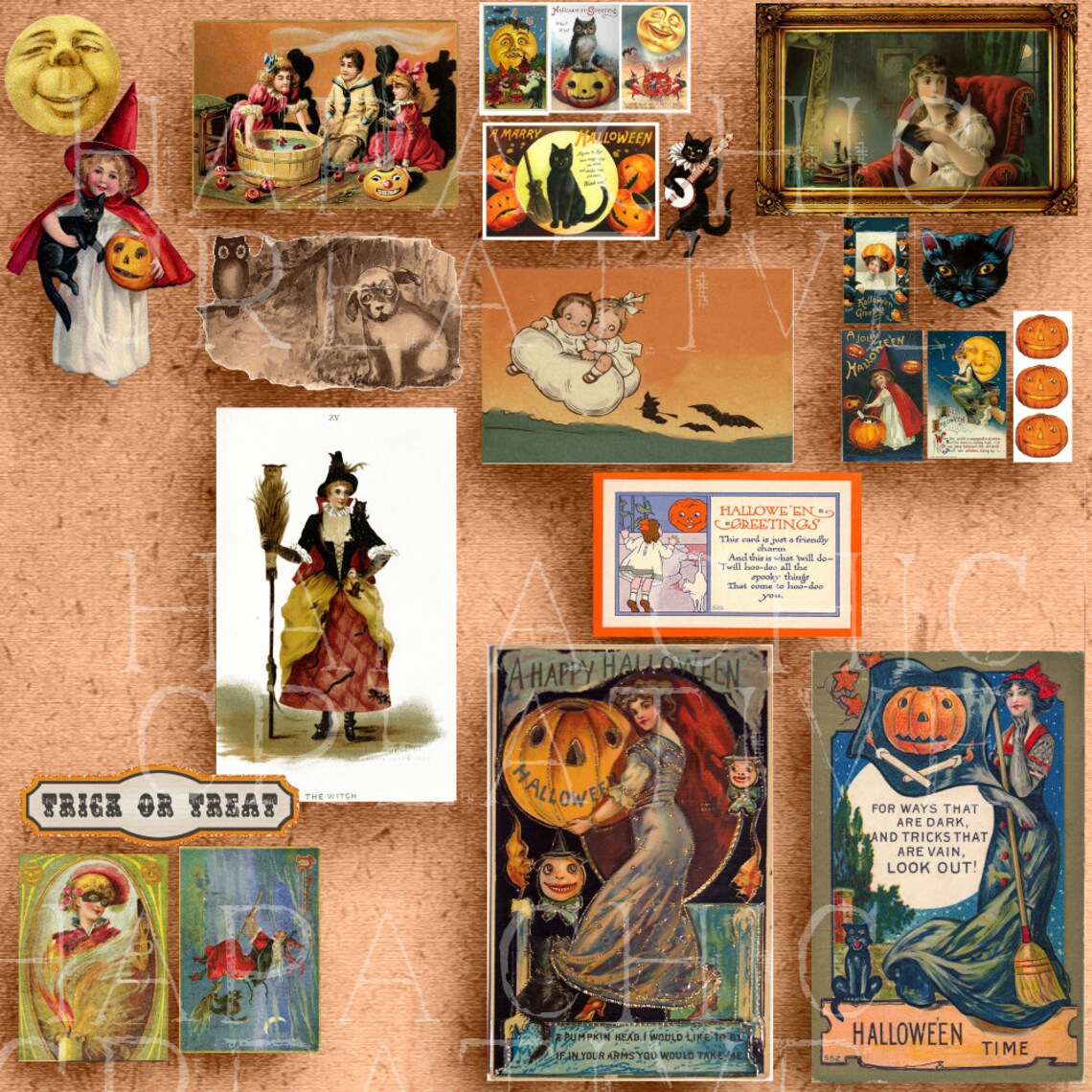 Vintage Halloween Ephemera Pack Printable Halloween Graphics - Etsy