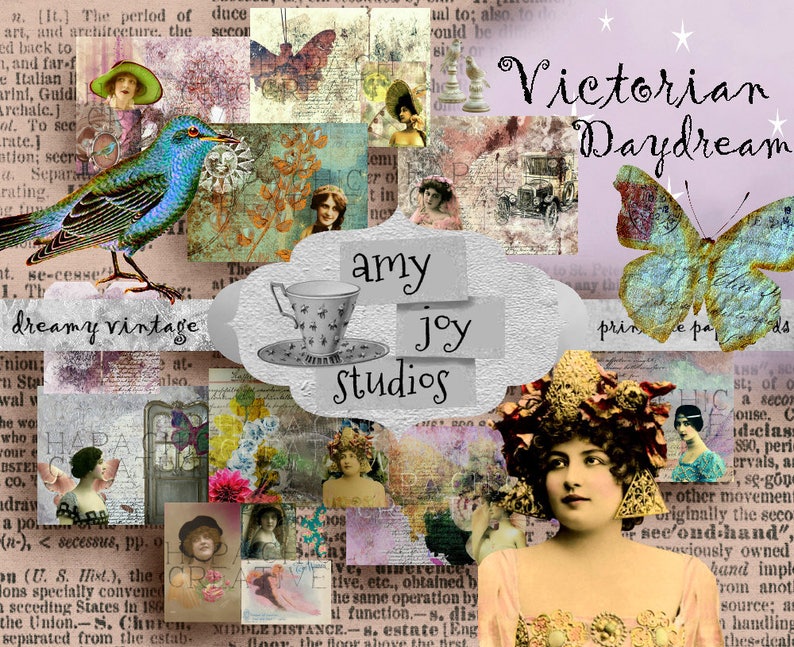Victorian Daydream Junk Journal Kit Digital Journal Kits Printable Journal Pages Vintage Journal Ephemera Pack Printables Art