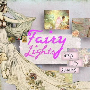 Fairy Lights  Fairy Journal kit - ephemera pack - printable collage papers, journal tags, fairy theme, diy junk journal