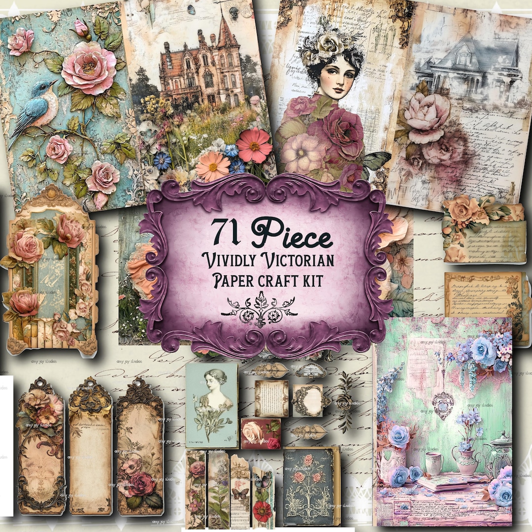 Victorian Junk Journal Kit: 71 Piece Ephemera, Tags (digital Download ...