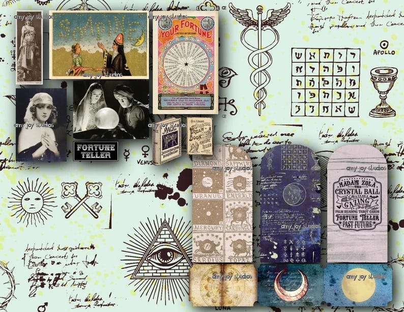 Tarot Reader Junk Journal Kit: Vintage Fortune Teller Ephemera (digital ...