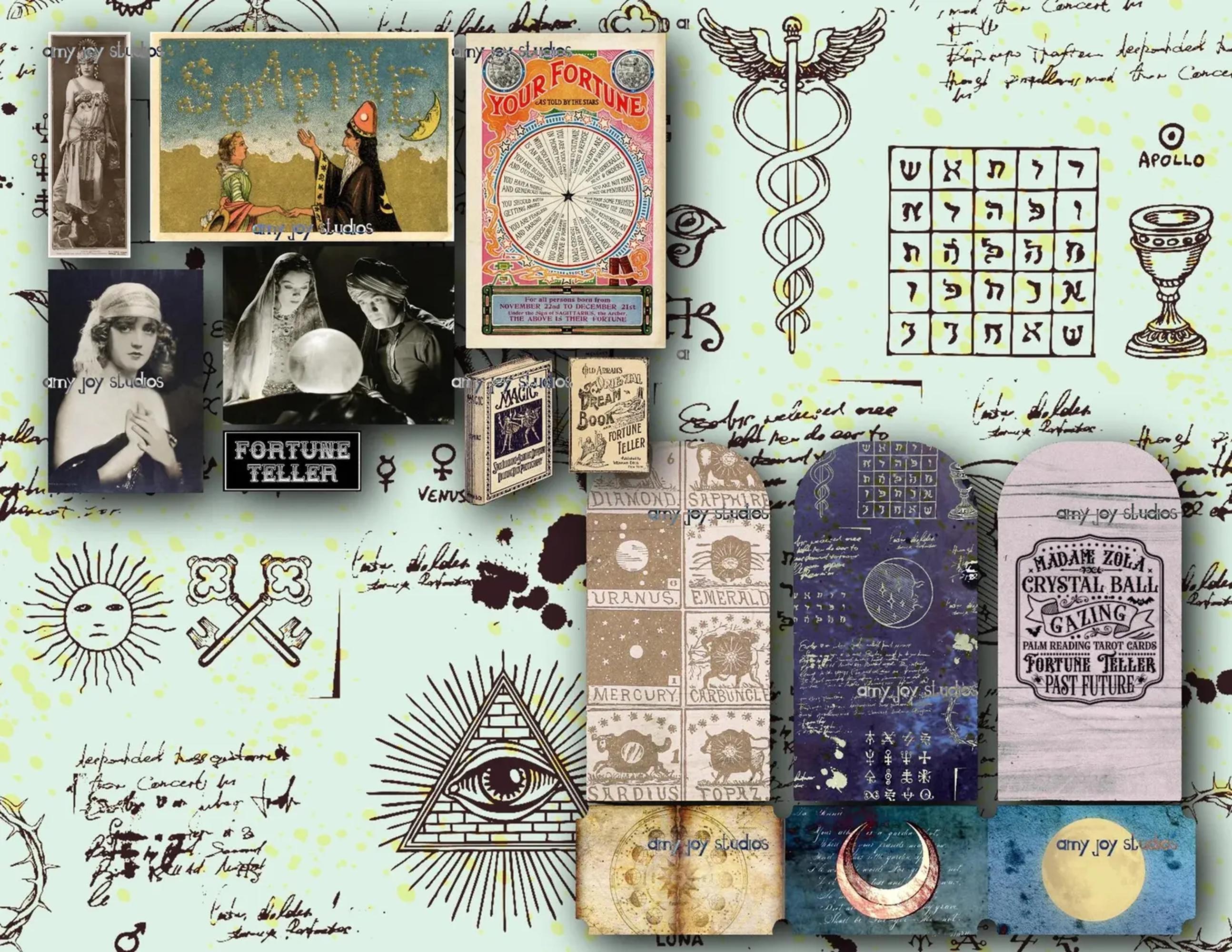 Tarot Reader Junk Journal Kit: Vintage Fortune Teller Ephemera (digital ...