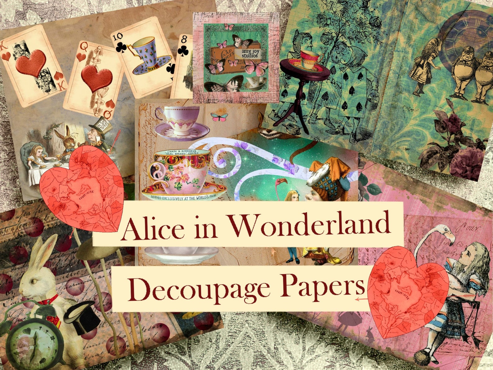 Alice in Wonderland Decoupage Papers Decorative Paper Sheets Etsy
