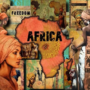 Unique African American Junk Journal Bundle - Printable Pages & Kit, African American, African Paper digital Journal Kit, black woman
